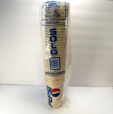 Vintage Pepsi Cola Solo Wax Paper Cups 16oz No 168 Ballpark NOS 33/50 USA