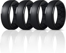 "Silicone Ring Men 4 pcs of Breathable Mens Silicone Rubber Wedding Rings Bands
