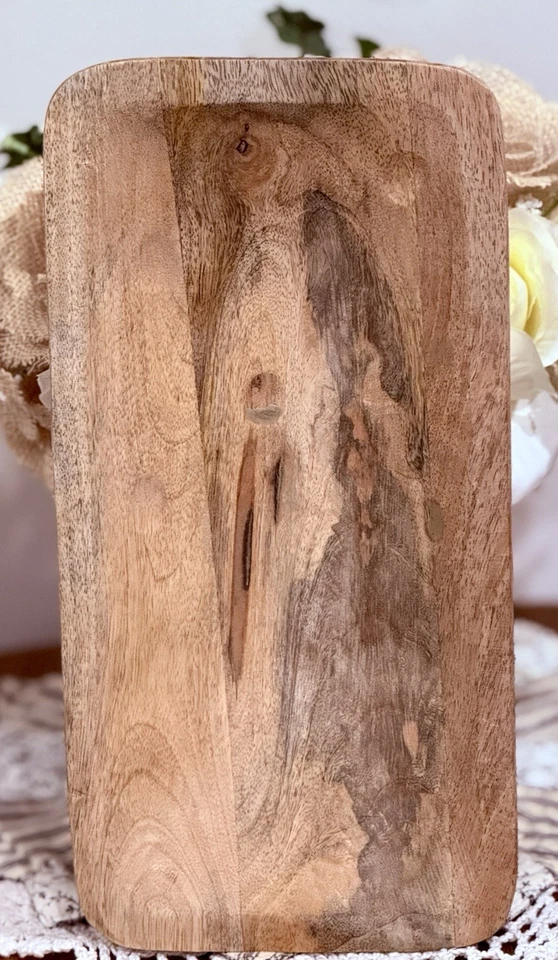 Винтажная резная миска для теста ручной работы, 12 x 6 дюймов, декор или безопасна для пищевых продуктов. - Изображение 4 из 4