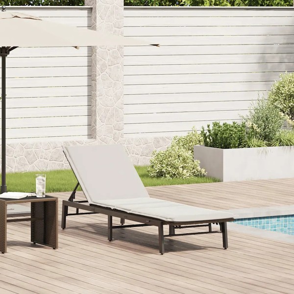 Sonnenliege Poly Rattan Braun Mit Auflage FüR Garten Terrasse Balkon-image