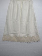 Vtg 60s 70s Barbizon Satin Remarque Skirt Half Slip Women Small Ivory Lace Trim