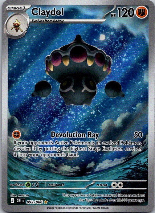 CLAYDOL 092/086 HOLO ILLUSTRATION RARE CHAOS RISING POKEMON NEAR MINT