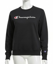 Champion Women's Black Script Logo Powerblend Crewneck Sweatshirt Size M