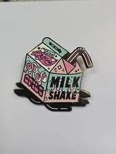 No Use Crying Over Split Milk Shake Humorous Lapel Pin Large Size 