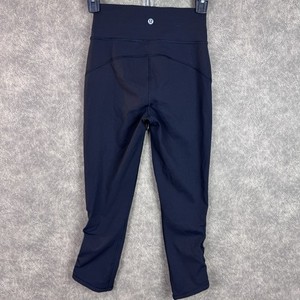 Lululemon Girls Cropped Leggings Black Stretch Athletic Yoga Pants