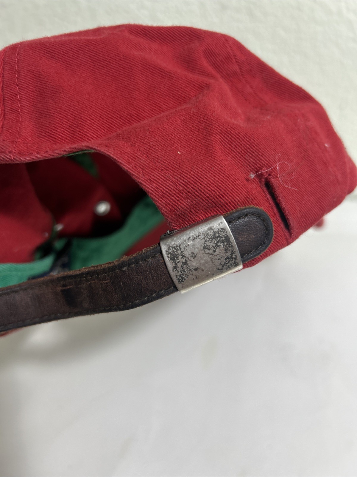 American Eagle Strapback Baseball Cap Red Distres… - image 11