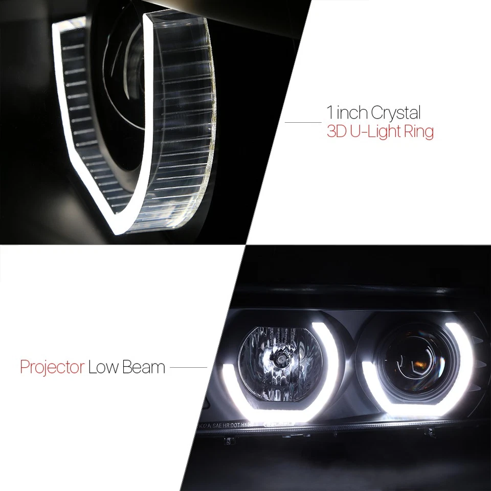 Se adapta a BMW E39 1996-2003 Serie 5{DUAL 3D LED HALO}Lámpara de faro proyector negro Foto 2 de 4