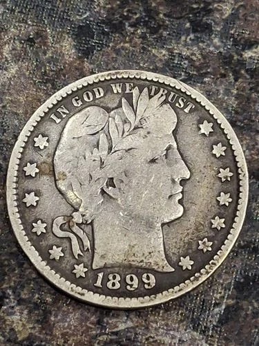 1899 P Barber Quarter US Silver Coin Very Good Toned