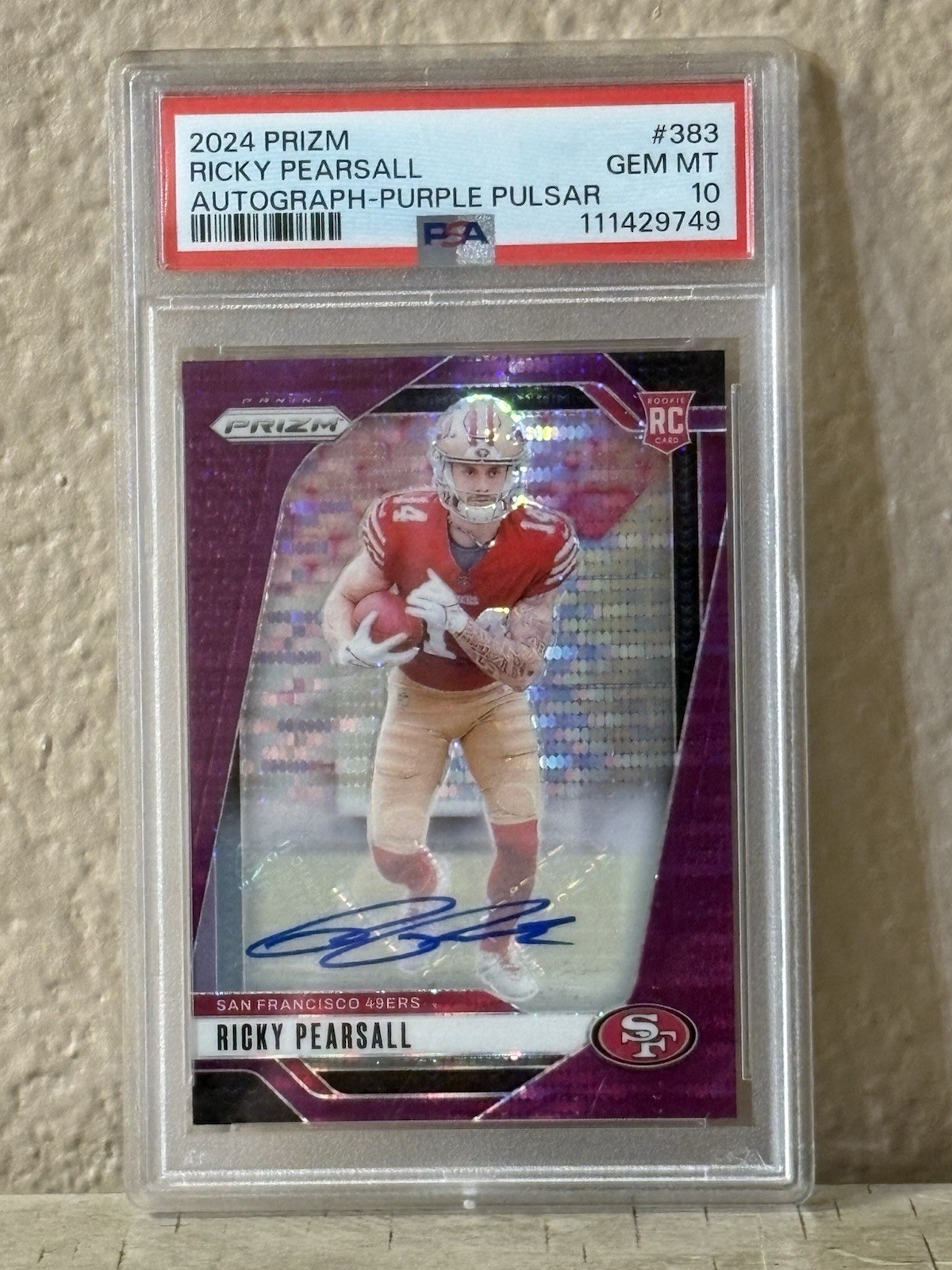 2024 Panini Prizm Ricky Pearsall Rookie Auto Purple Pulsar Prizm #383 PSA 10