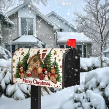 Christmas Gingerbread Magnetic Mailbox Cover for Outdoor Garden Yard Home Decor