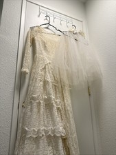 Vintage Lace Wedding Dress Veil Set 1950s 1960s Vogue Bridal Veil AS-IS