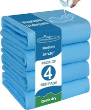Bed Pads Washable Waterproof 34'' x 36'' Pack of 4 , Reusable Incontinence Unde