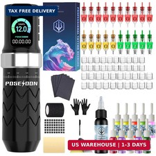 POSEIDON Wireless Tattoo Gun Kit, 2300mAh, 7 Stroke, 3 Modes, LED Display Pen