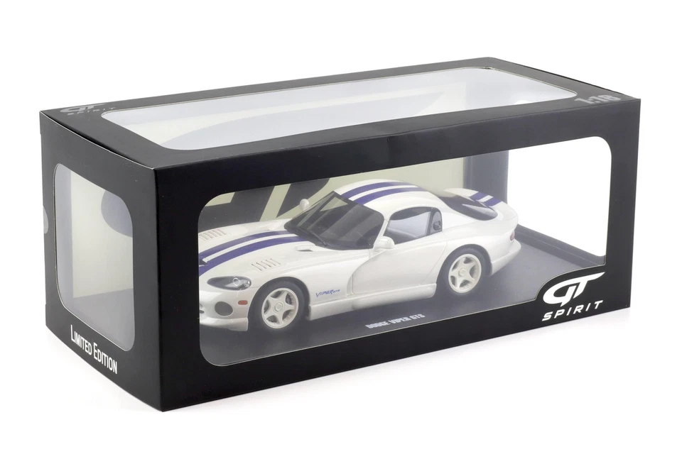 1:18 GT Spirit GT940 Dodge Viper GTS Coupe Bianco Pietra/ Strisce Blu 1996 - Immagine 4 di 4