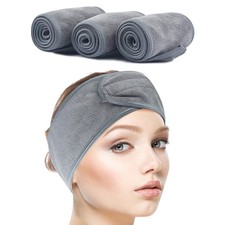 3Pack Terry Cloth Spa Headbands for Women, Adjustable Makeup Hair Bands