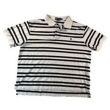 Polo Ralph Lauren Mens Polo Shirt White Black Stripe Short Sleeve 2XB Big