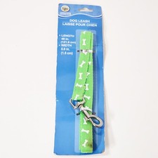 Greenbrier Kennel Club 1/2"x 48" Dog Leash Lime Bones