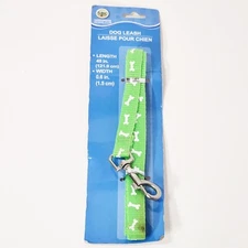 Greenbrier Kennel Club 1/2"x 48" Dog Leash Lime Bones
