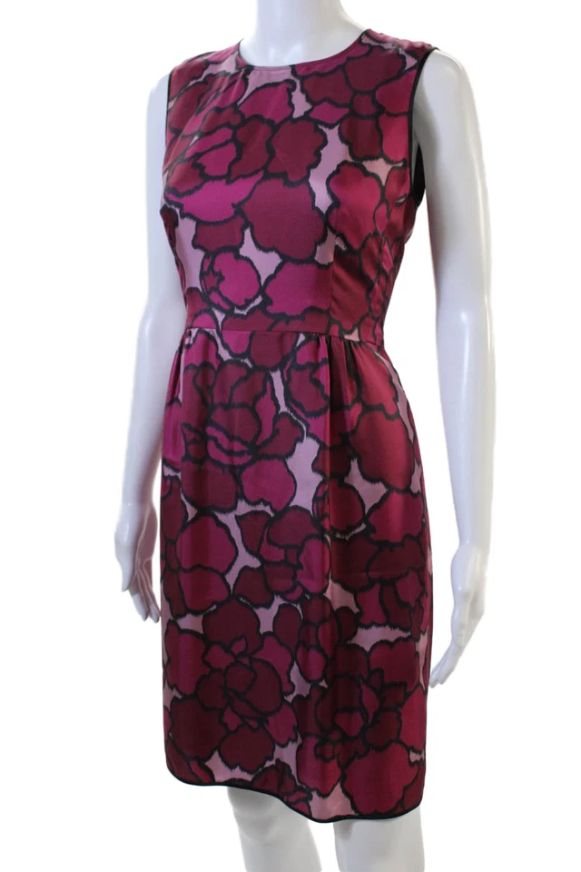 Платье-футляр женское Marc Jacobs черное шелковое с цветочным узором длина до колена без рукавов размер 4 - Изображение 2 из 4