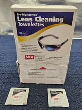 (QTY 100) NSI Pre-Moistened Lens Cleaning Towelettes