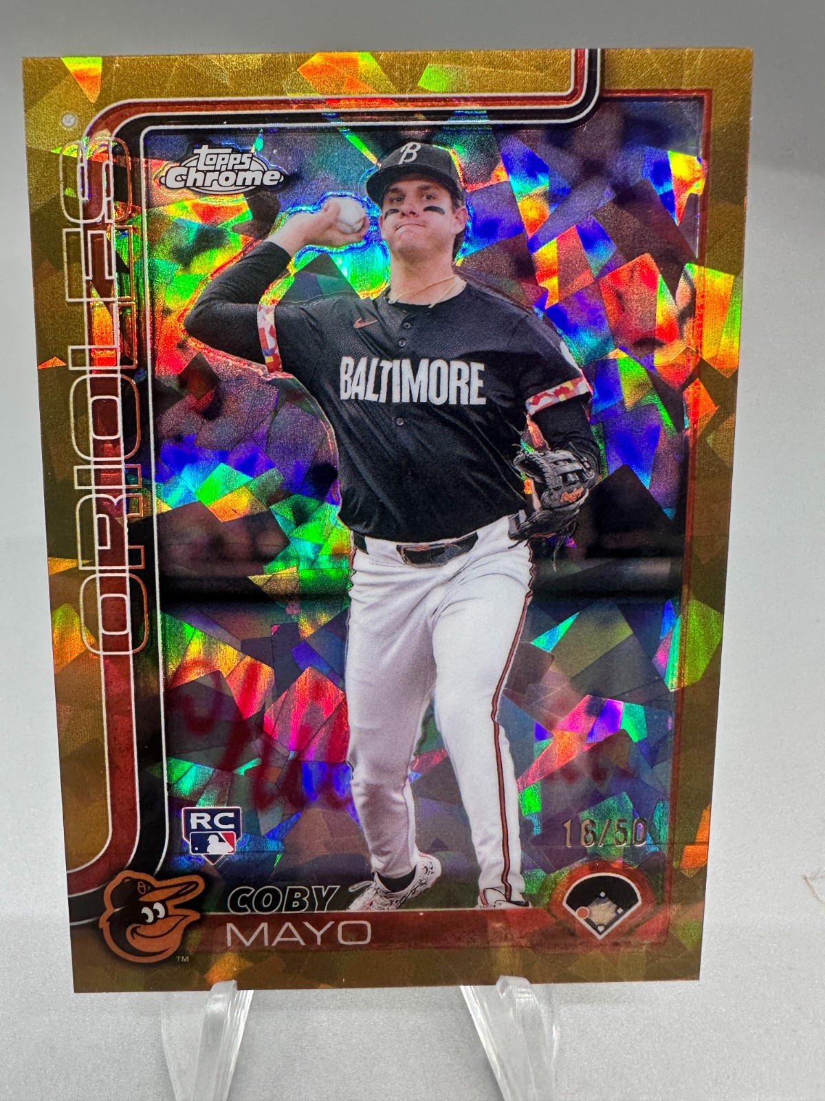 2025 Topps Chrome Sapphire # Match! Coby Mayo #120 RC Orioles GOLD Refractor /50