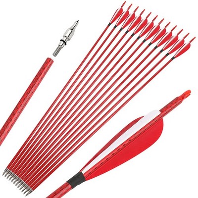 12X 30'' Carbon Arrow SP500 4'' Feather Archery Hunting Compound RecurveBow Target