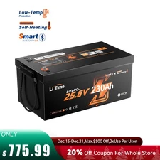 Litime 24V 230Ah Self Heating LiFePO4 Lithium Battery BMS for Solar Off-grid