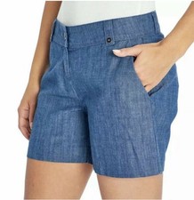 Isaac Mizrahi New York Indigo Chambray Tailored 5 Inch Inseam Short Size 8