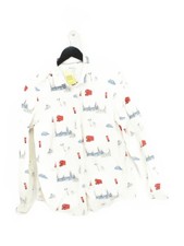 Boden Damen Shirt UK 14 weiß 100% Baumwolle Langarm Kragen Basic