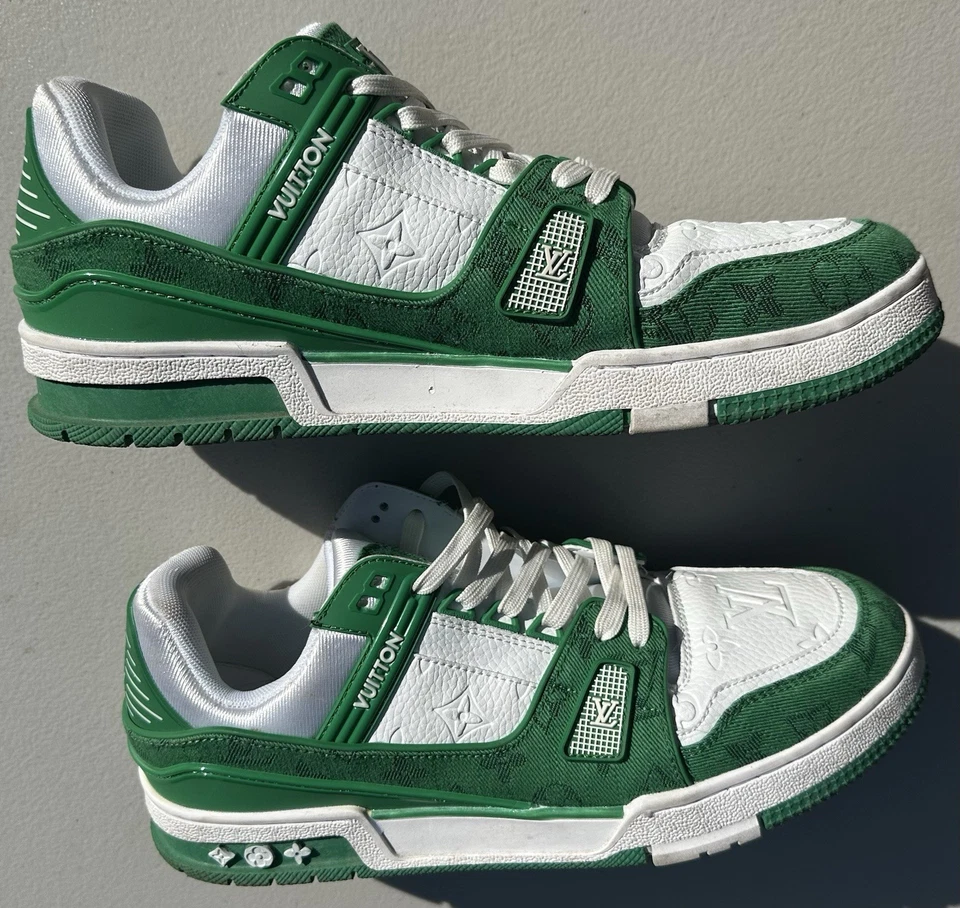 Zapatilla deportiva Louis Vuitton verde monograma denim talla 45 (aprox. EE. UU. 11,5-12) Foto 2 de 4