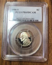 1996-S PCGS PR69DCAM Proof Jefferson Nickel 5 cents Get This Coin C297