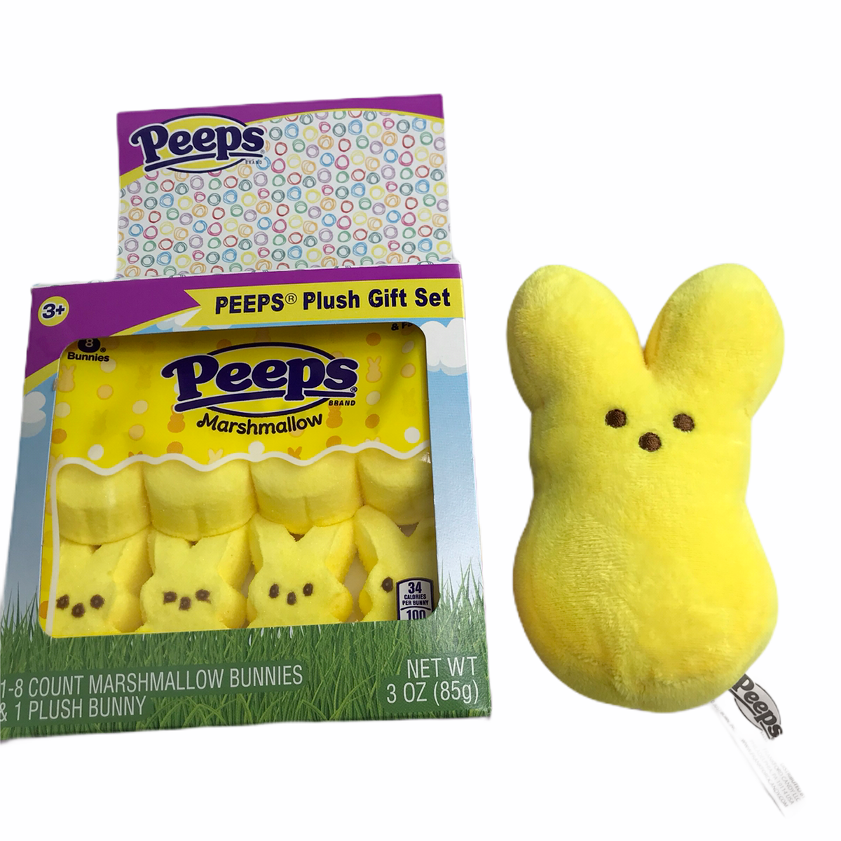 New Yellow Peeps Soft Plush Toy and Candy Gift Set, Marshmallow
