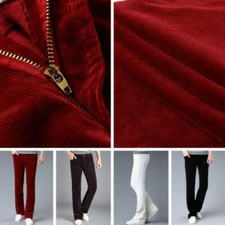 Men's Autumn Casual Stretch Slim Flar Pants Flared Corduroy Trousers Bell Bottom