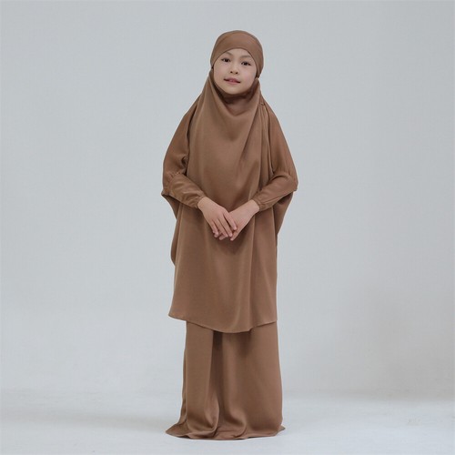Kids Girls Muslim Children Overhead Hijab Kaftan Burqa Long Dress Khimar Islamic - Picture 27 of 36