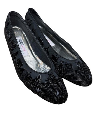 Vtg 80s Frankie & Baby Beverly Feldman Beaded Sequin City Skyline Flats Sz 9