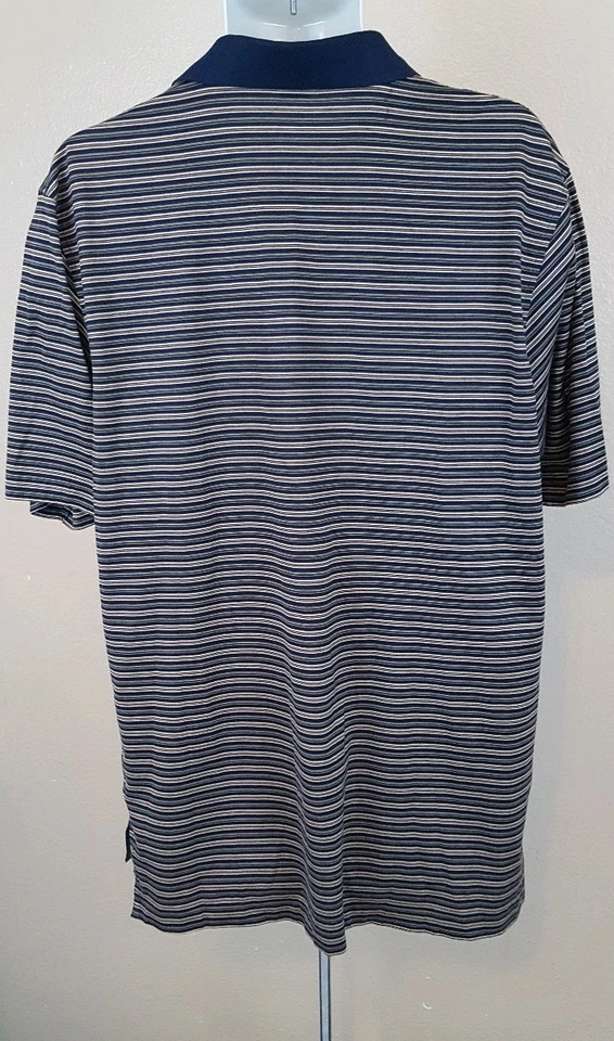 House of Carrington Legend Men's L Polo Golf Shirt Striped Egyptian Cotton-EUC - Image 2 of 4