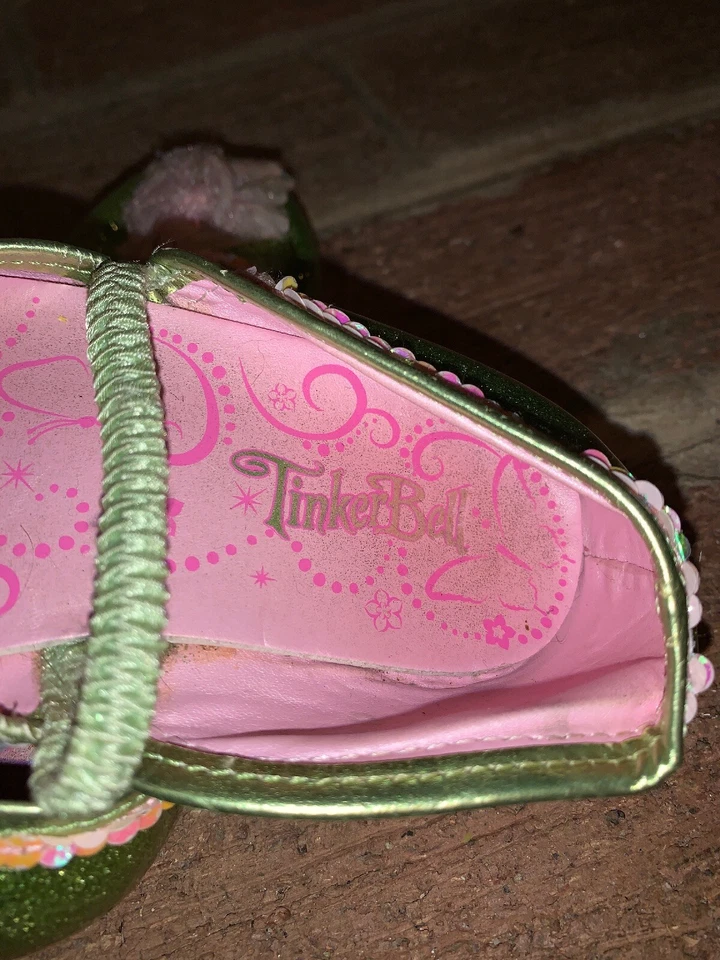 Disney Tinker Bell Ballet Pisos Hadas Brillo Zapatillas Zapatos Talla 9 10 ❤️tb9j10 Foto 4 de 4