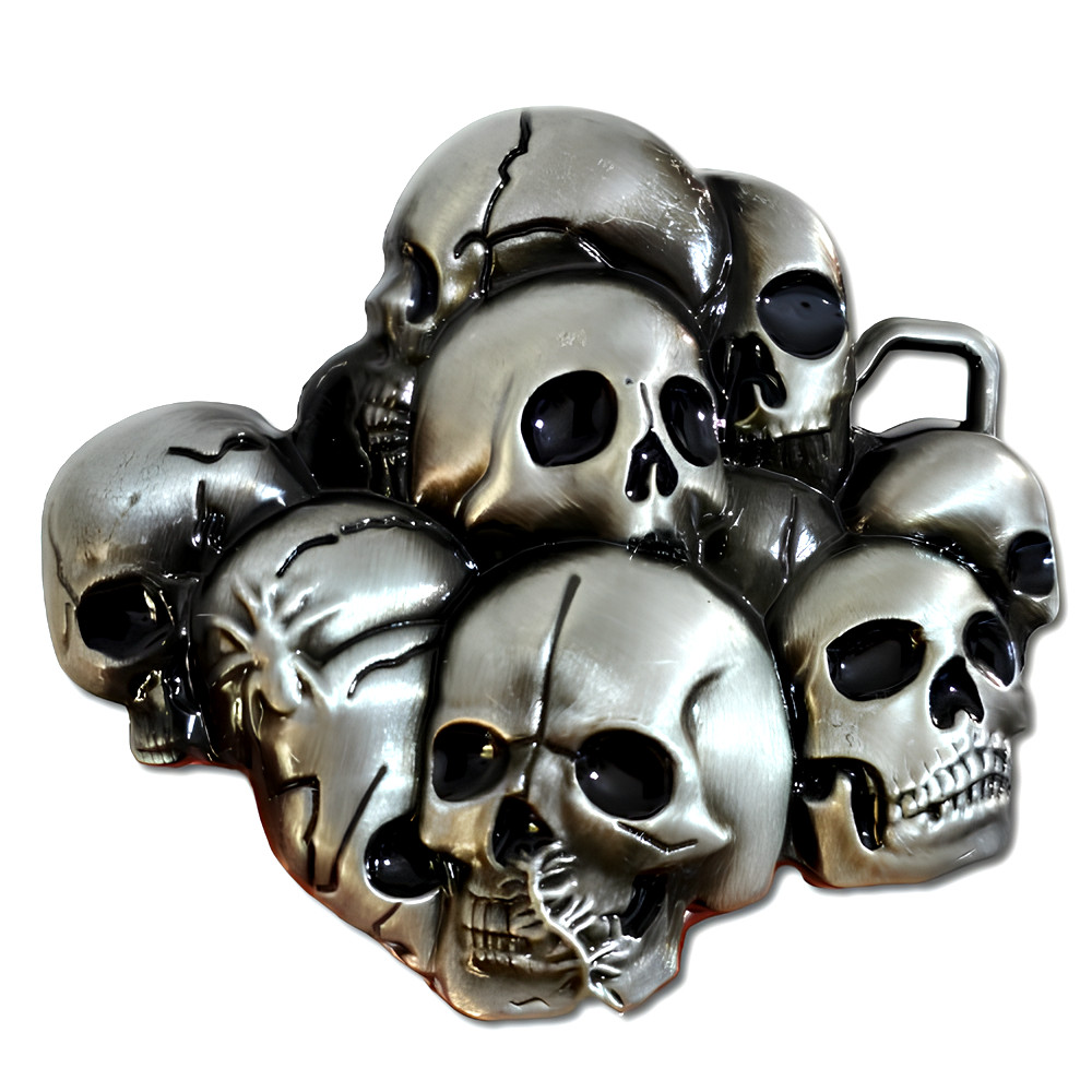 Skull Belt Buckle Black Enamel Gothic Biker Spider Alternative Horror Buckle