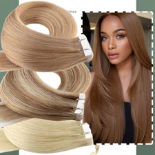 Tape In Hair Extensions Skin Wefts Remy Russian Remi Human Hair Full Head 60PCS