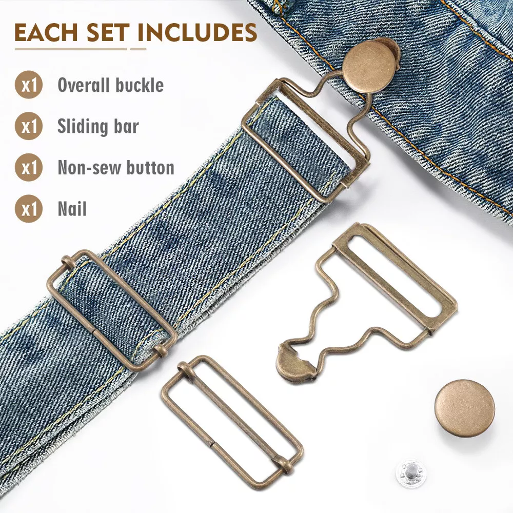 16pcs Suspender Buckles Metal Overall Buckles Replacement Belt