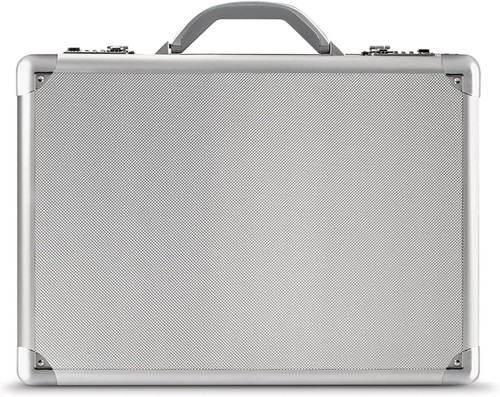 Elegant Silver Laptop Attaché with Organizational Sections and Corner Protection - 第 3/12 張圖片