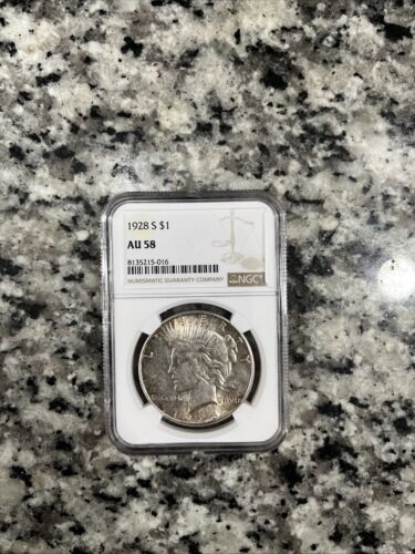1928-S Peace Dollar $1 NGC AU58. Nice Coin! Better Date