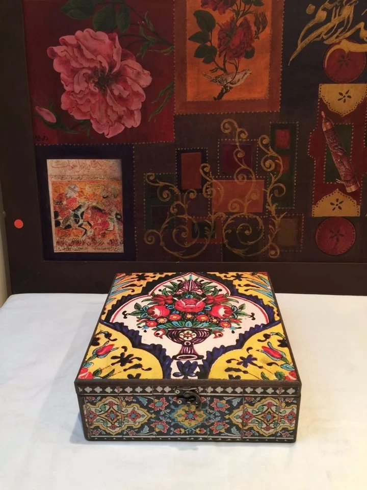 Decorative Watch Storage Box with Floral Mosaic Persian Exquisite Artwork - Image 2 of 3