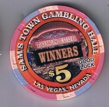Sam's Town 5.00 Winners Good Luck Casino Chip Las Vegas Nevada