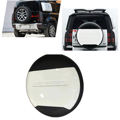 Matt Black and Bright White Spare Tire Wheel Cover Protector For Defender 2020+