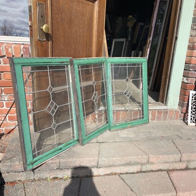 SG5050 3available price each antique leaded glass window 21.5 x