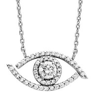 Julie Julsen Collier 925/- Sterling Silber Rhodiniert Auge Mit 47 Zirkonia Weiß