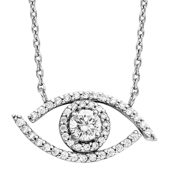 Julie Julsen Collier 925/- Sterling Silber Rhodiniert Auge Mit 47 Zirkonia Weiß-image