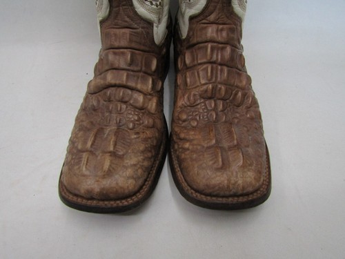 Ferrini Womens Size 9 B White Brown Leather Exotic Print Cowboy Western Boots - Picture 6 of 11