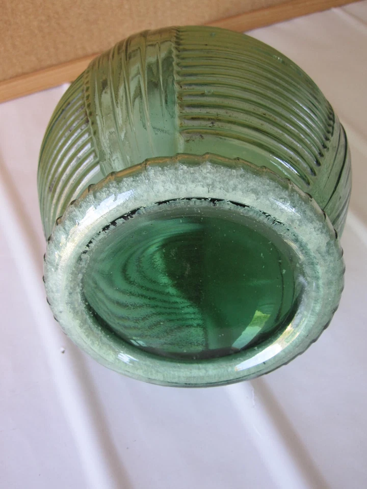 Vecchia bottiglia antica in vetro verde fiasco vintage DAMIGIANA antico - Immagine 3 di 4